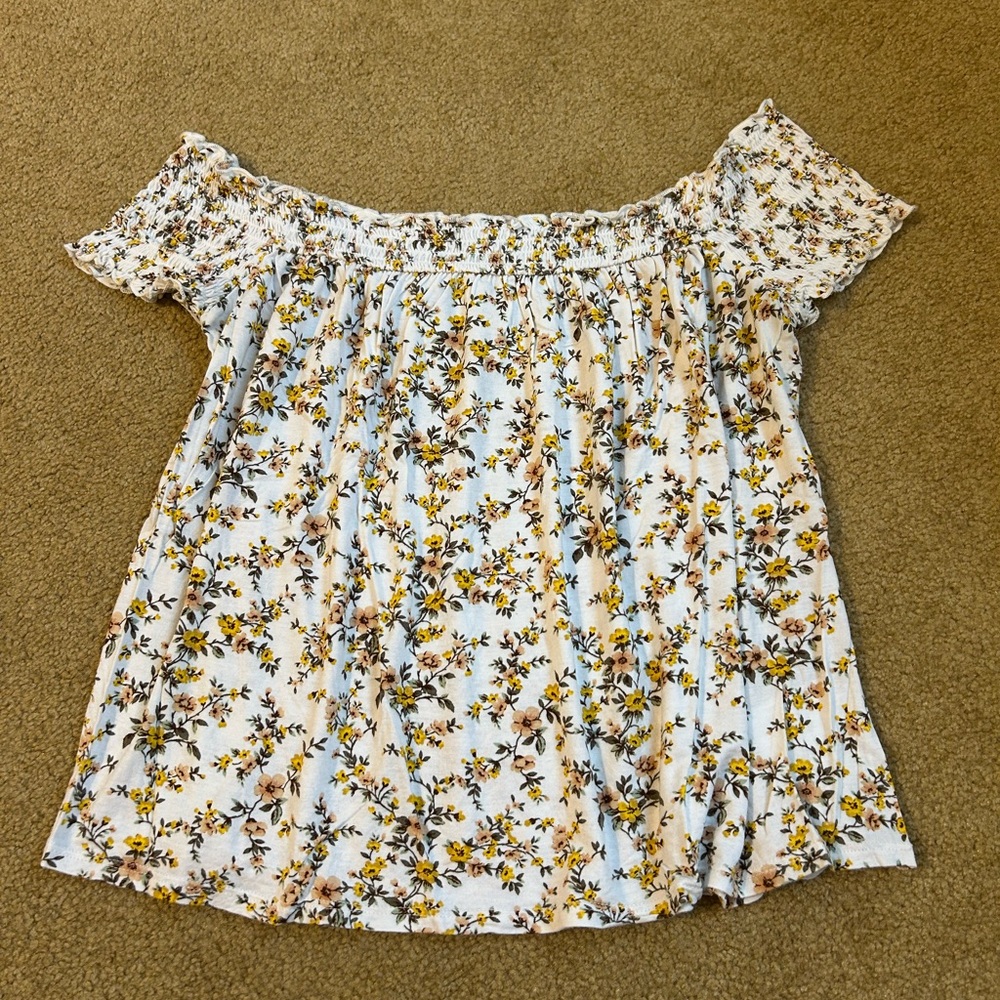 American Eagle Outfitters Floral Off-Shoulder Blouse